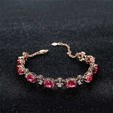 Ruby Gemstone Red Crystal Bracelet 18k Rose Gold Fine Jewelry
