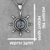Rudder Compass Long Necklace Pendant Chain Stainless Steel
