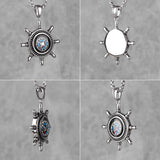 Rudder Compass Long Necklace Pendant Chain Stainless Steel