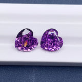 Purple Crushed Ice Heart CZ Gemstone for DIY Jewelry
