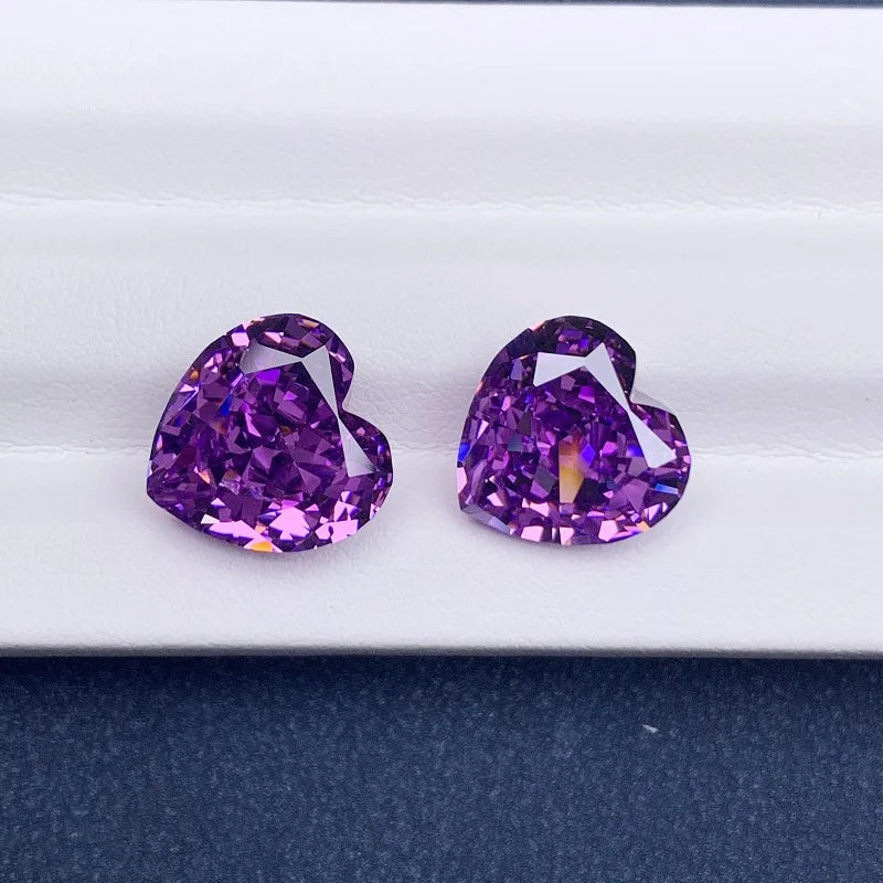 Purple Crushed Ice Heart CZ Gemstone for DIY Jewelry