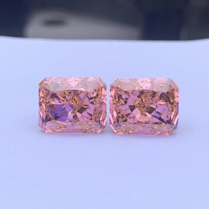 High Padparadscha Octangle Radiant Cut High Carbon Diamond Zirconia