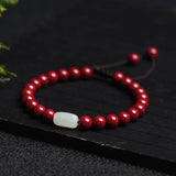 Ruifan 6mm Red Cinnabar Hetian Jade Bracelet YBR798