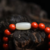 Ruifan 6mm Red Cinnabar Hetian Jade Bracelet YBR798