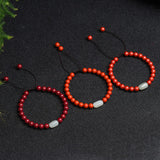 Ruifan 6mm Red Cinnabar Hetian Jade Bracelet YBR798