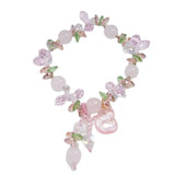 Ruifan Fox Pendant Pink Crystal Beaded Bracelet YBR563