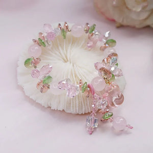 Ruifan Fox Pendant Pink Crystal Beaded Bracelet YBR563