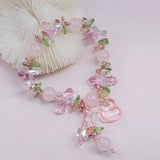Ruifan Fox Pendant Pink Crystal Beaded Bracelet YBR563
