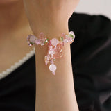 Ruifan Fox Pendant Pink Crystal Beaded Bracelet YBR563