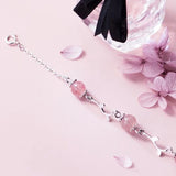 Pink Strawberry Quartz Silver Bracelet Women Jewelry