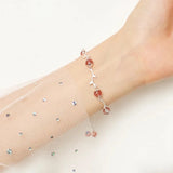Pink Strawberry Quartz Silver Bracelet Women Jewelry
