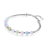 Colorful Small Morganite Wrist Bracelet 925 Silver