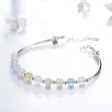 Colorful Small Morganite Wrist Bracelet 925 Silver