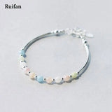 Colorful Small Morganite Wrist Bracelet 925 Silver