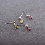 Teardrop Red/Yellow CZ Crystal Earrings 925 Silver