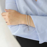 925 Silver Zircon Bracelet Double Layer Box Chain Women's Jewelry YBR061