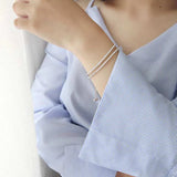 925 Silver Zircon Bracelet Double Layer Box Chain Women's Jewelry YBR061