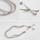 925 Silver Zircon Bracelet Double Layer Box Chain Women's Jewelry YBR061