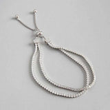 925 Silver Zircon Bracelet Double Layer Box Chain Women's Jewelry YBR061
