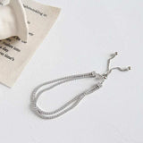 925 Silver Zircon Bracelet Double Layer Box Chain Women's Jewelry YBR061