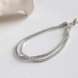925 Silver Zircon Bracelet Double Layer Box Chain Women's Jewelry YBR061