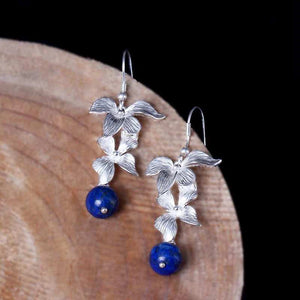 Lapis Lazuli 925 Silver Dangle Earrings for Women YEA101