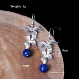 Lapis Lazuli 925 Silver Dangle Earrings for Women YEA101