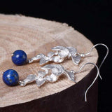 Lapis Lazuli 925 Silver Dangle Earrings for Women YEA101