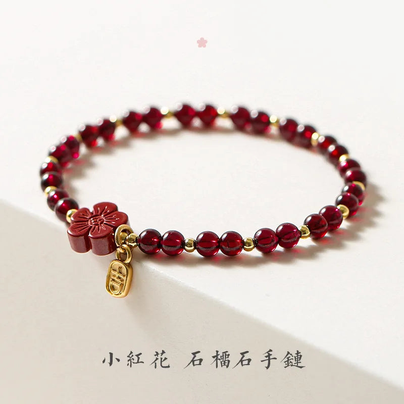 Ruifan Cinnabar Garnet Beaded Bracelet YBR774