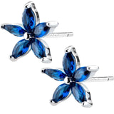 925 Silver Asymmetrical Stud Earrings Flower/Square Crystal/Rhinestone