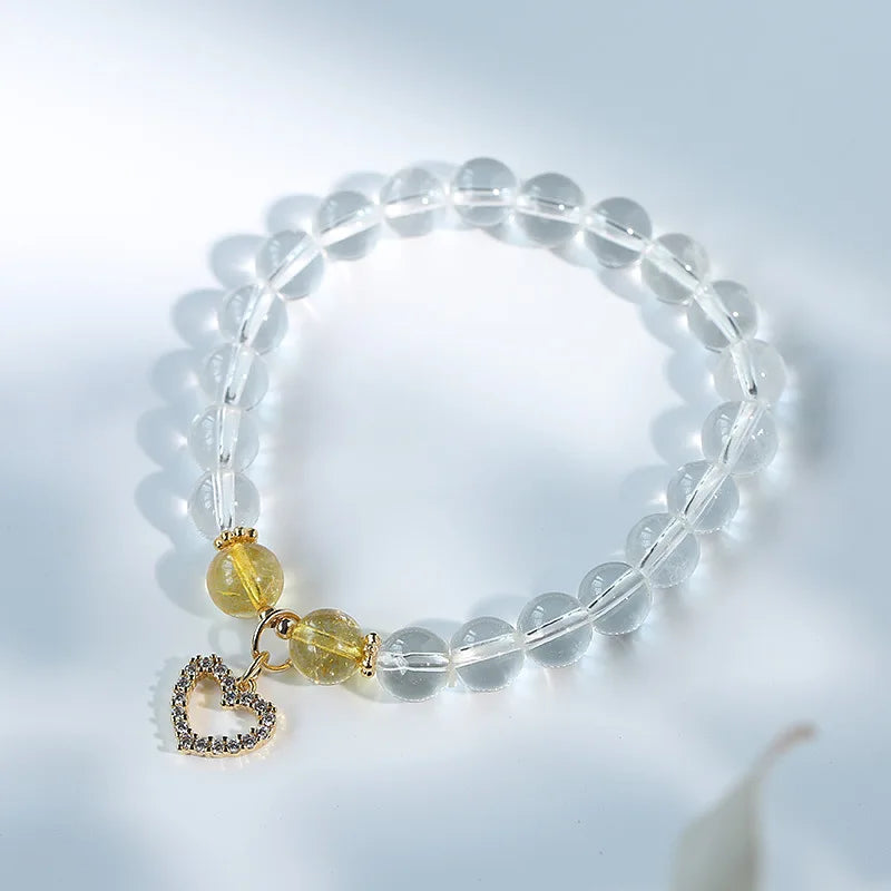 Heart Natural Himalayan Crystal Strawberry Crystal Women's Bracelet