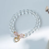 Heart Natural Himalayan Crystal Strawberry Crystal Women's Bracelet