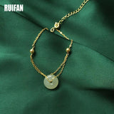Ruifan Hetian Jade Pendant 925 Silver Bracelet for Women