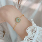 Ruifan Hetian Jade Pendant 925 Silver Bracelet for Women