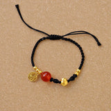 Ruifan Red Agate Lucky Characters Charm Bracelet for Women Girls