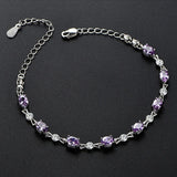 Ruifan Purple CZ 925 Silver Bracelet Women Fine Jewelry