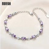 Ruifan Purple CZ 925 Silver Bracelet Women Fine Jewelry