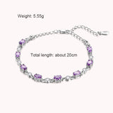 Ruifan Purple CZ 925 Silver Bracelet Women Fine Jewelry
