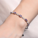Ruifan Purple CZ 925 Silver Bracelet Women Fine Jewelry