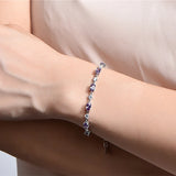 Ruifan Purple CZ 925 Silver Bracelet Women Fine Jewelry