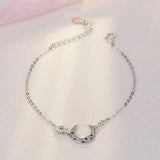 Ruifan Moon/Star CZ 925 Silver Women's Bracelet Gift YBR029
