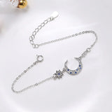 Ruifan Moon/Star CZ 925 Silver Women's Bracelet Gift YBR029