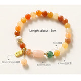 Ruifan Multicolor Natural Quartzite Jade Fu Charm Beaded Bracelet
