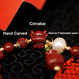 Ruifan Freshwater Pearls Cinnabar Couple Bracelets Dark Red Lucky Jewelry