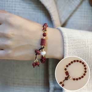Ruifan Freshwater Pearls Cinnabar Couple Bracelets Dark Red Lucky Jewelry