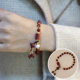 Ruifan Freshwater Pearls Cinnabar Couple Bracelets Dark Red Lucky Jewelry