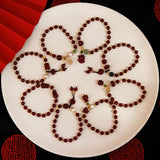 Ruifan Freshwater Pearls Cinnabar Couple Bracelets Dark Red Lucky Jewelry