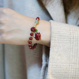 Ruifan Freshwater Pearls Cinnabar Couple Bracelets Dark Red Lucky Jewelry