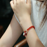 Natural Freshwater Pearls Red Agate 14k Filled Beaded Bracelet