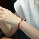 Natural Freshwater Pearls Red Agate 14k Filled Beaded Bracelet